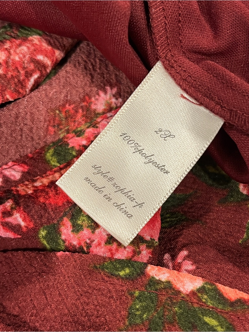 Arula Tiered Floral Maxi Dress in Burgundy with Pink Roses size 2X - Picture 13 of 14